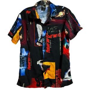 Friday The 13th All Over Print Button Up Short Sleeve - Size XS